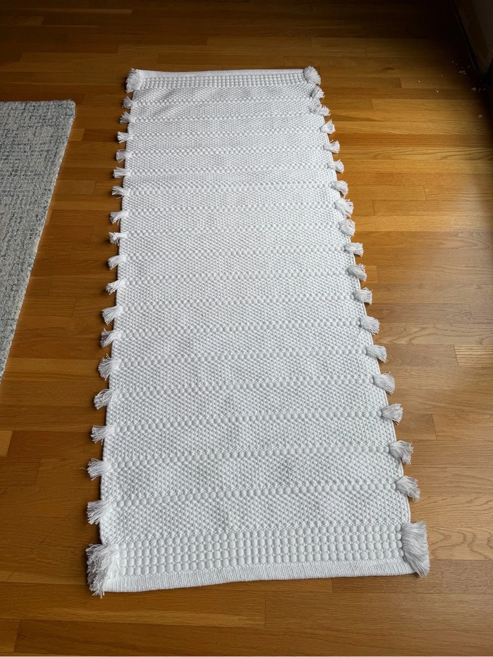 Serena & Lily White Textured Tassel Bath Rug